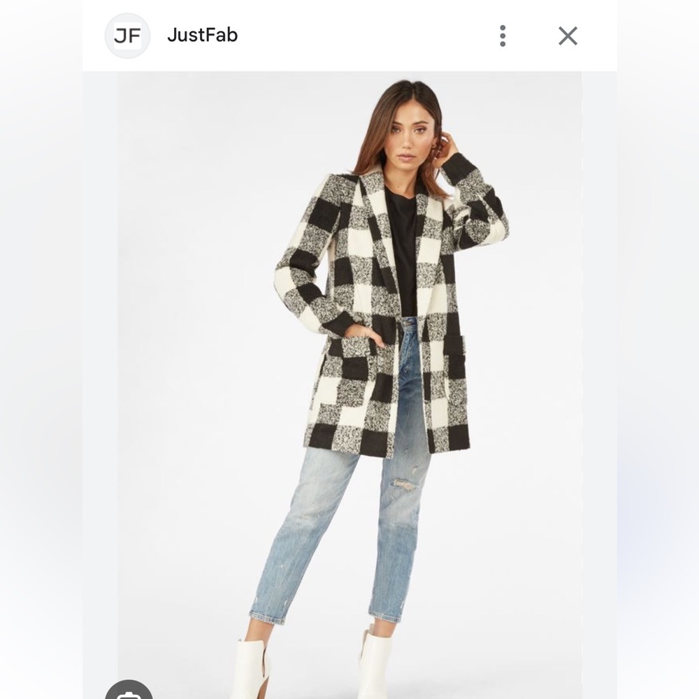 Plaid coat black and white